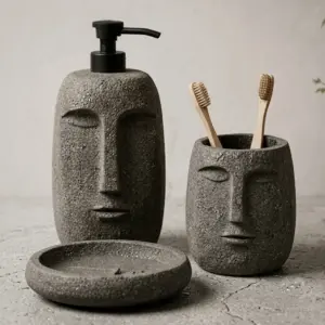 Abstract Face Stone Bath Accessory Collection