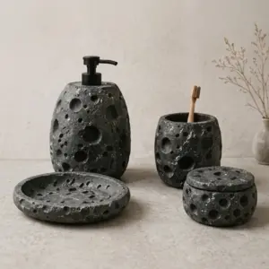 Moon Crater Stone Bath Accessory Collection