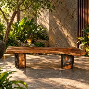 Solid Live Edge Fallen Wood Statement Bench