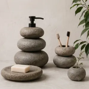 Zen Stacked Stone Bath Accessory Collection