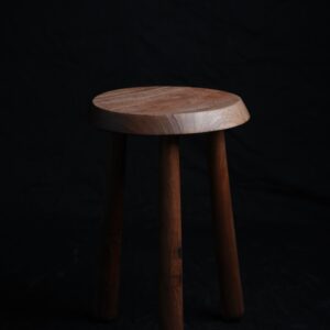 Hand-Carved Solid Fallen Wood Minimalist Three-Legged Stool