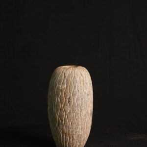 Hand-Carved Wavy Grooved Coquina Rock Decorative Vase